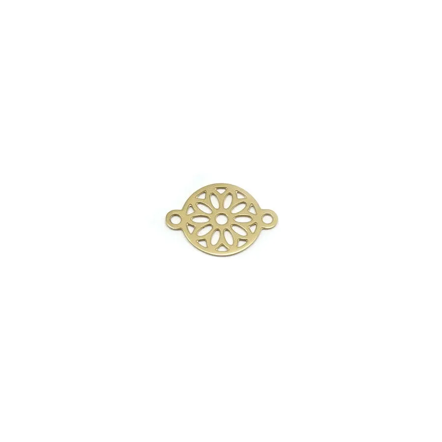 9mm 14K Gold Plated Stainless Steel Floral Design Connector