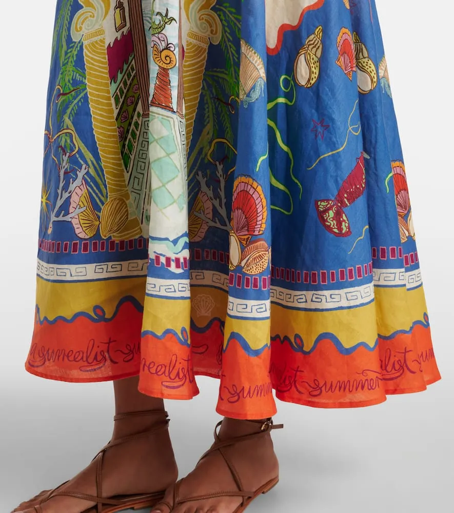 Al√É¬©mais Surrealist linen maxi dress