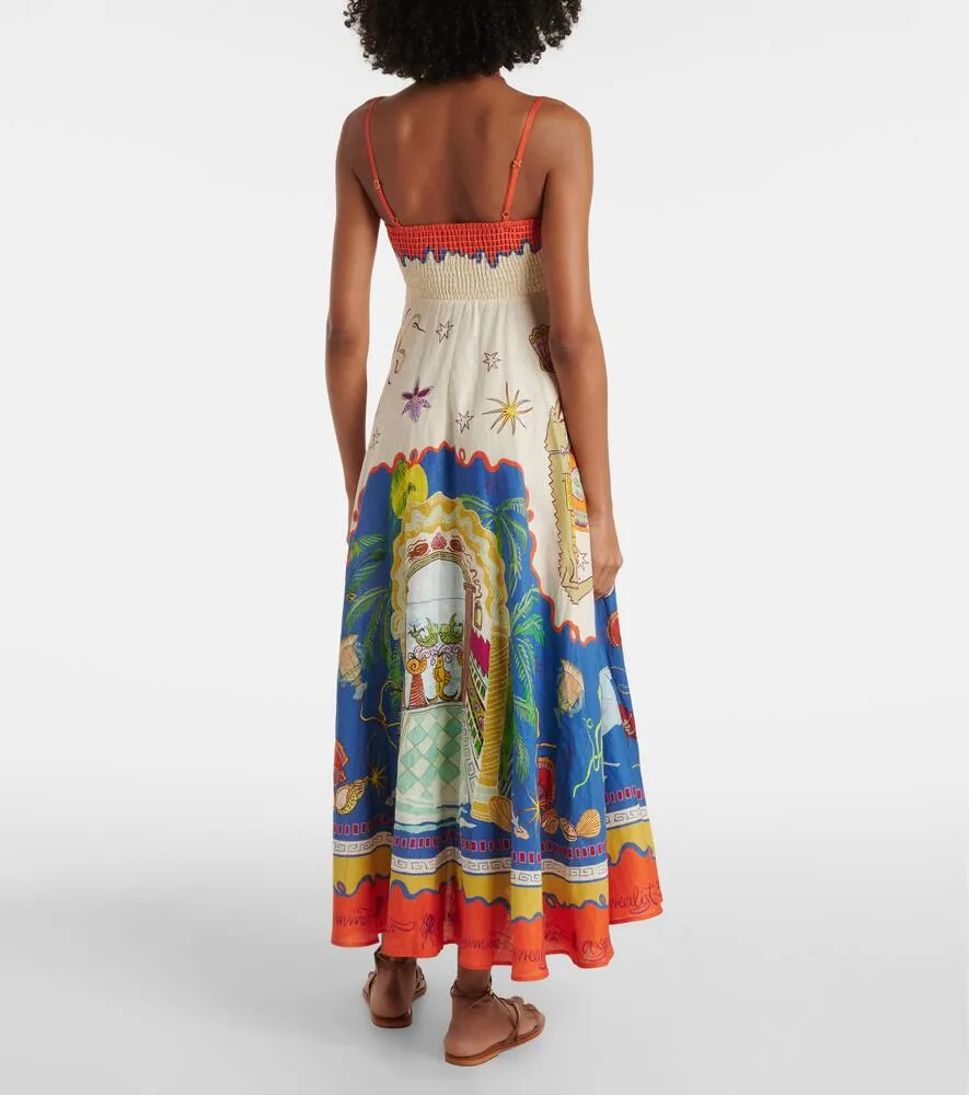 Al√É¬©mais Surrealist linen maxi dress