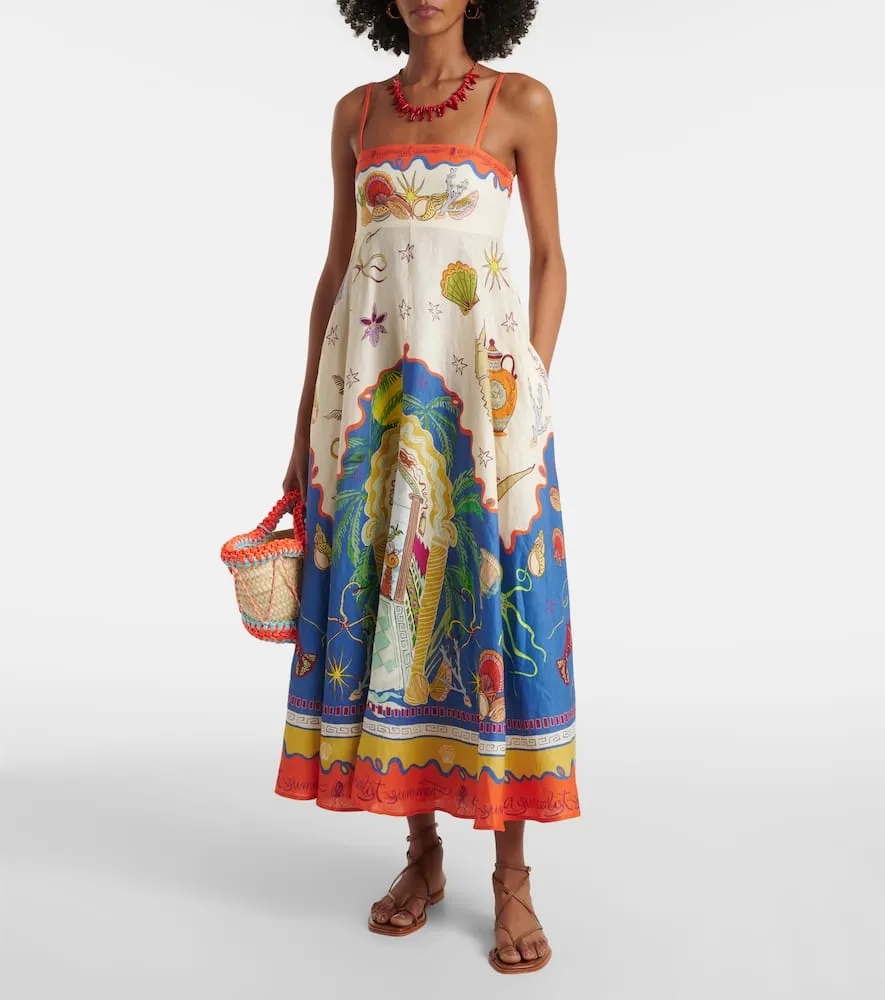 Al√É¬©mais Surrealist linen maxi dress