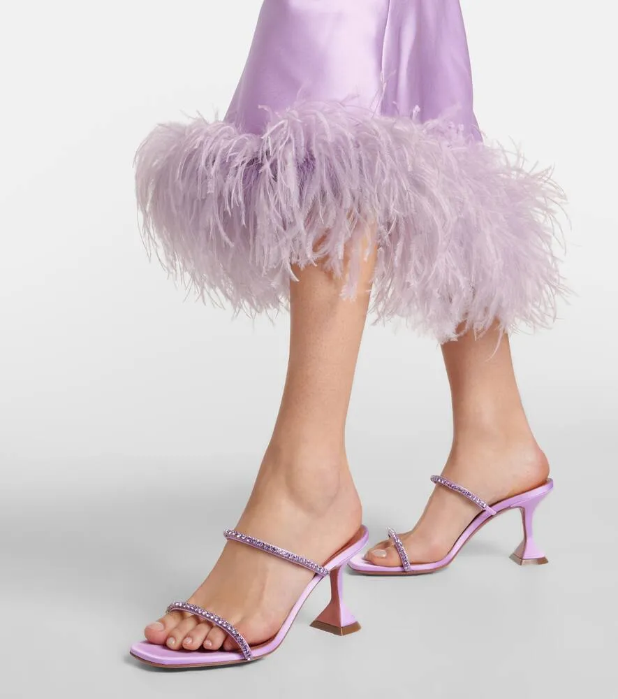 Amina Muaddi Gilda 70 embellished satin sandals