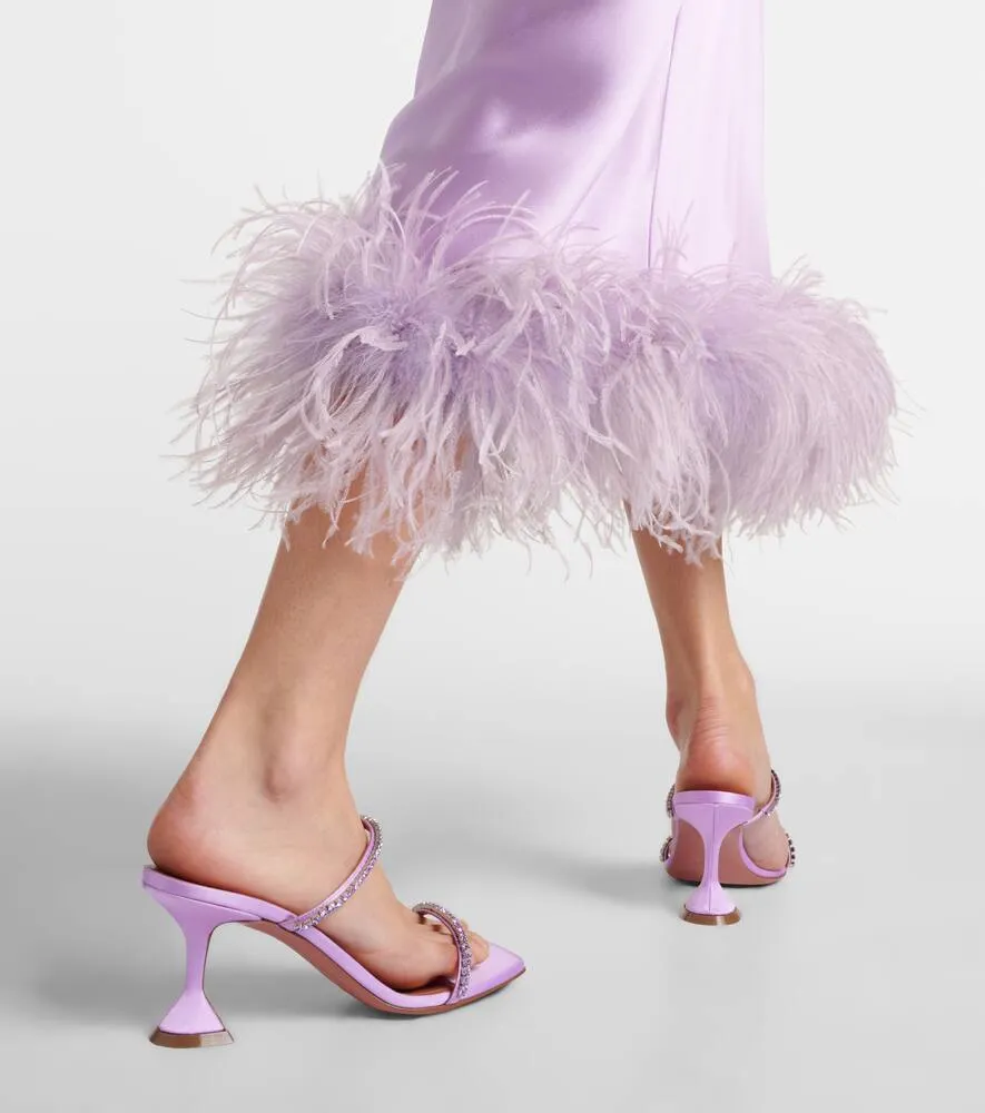 Amina Muaddi Gilda 70 embellished satin sandals