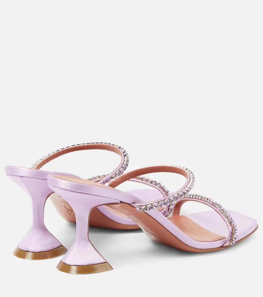 Amina Muaddi Gilda 70 embellished satin sandals