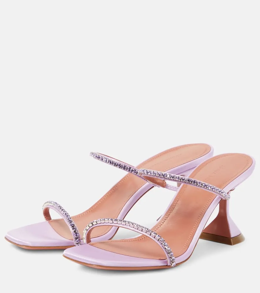 Amina Muaddi Gilda 70 embellished satin sandals
