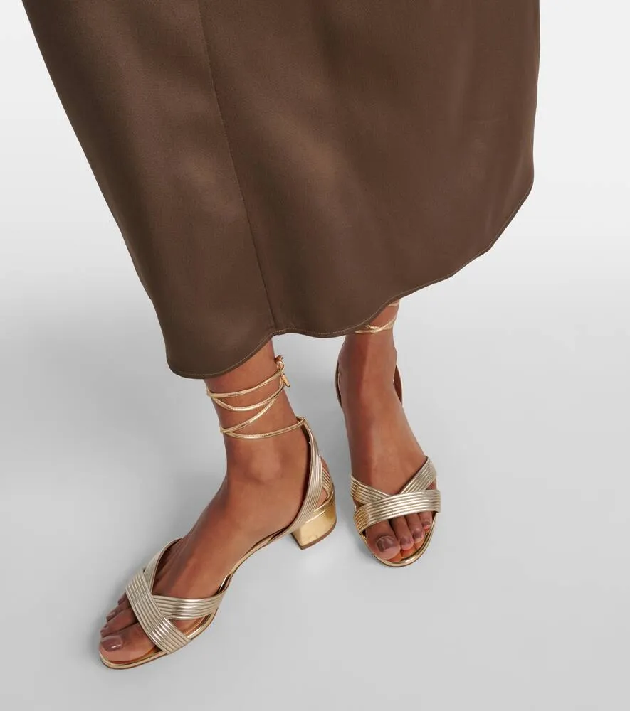 Aquazzura Ari 35 metallic leather sandals