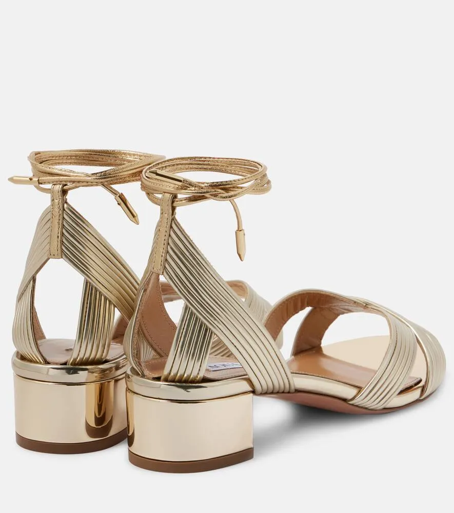 Aquazzura Ari 35 metallic leather sandals