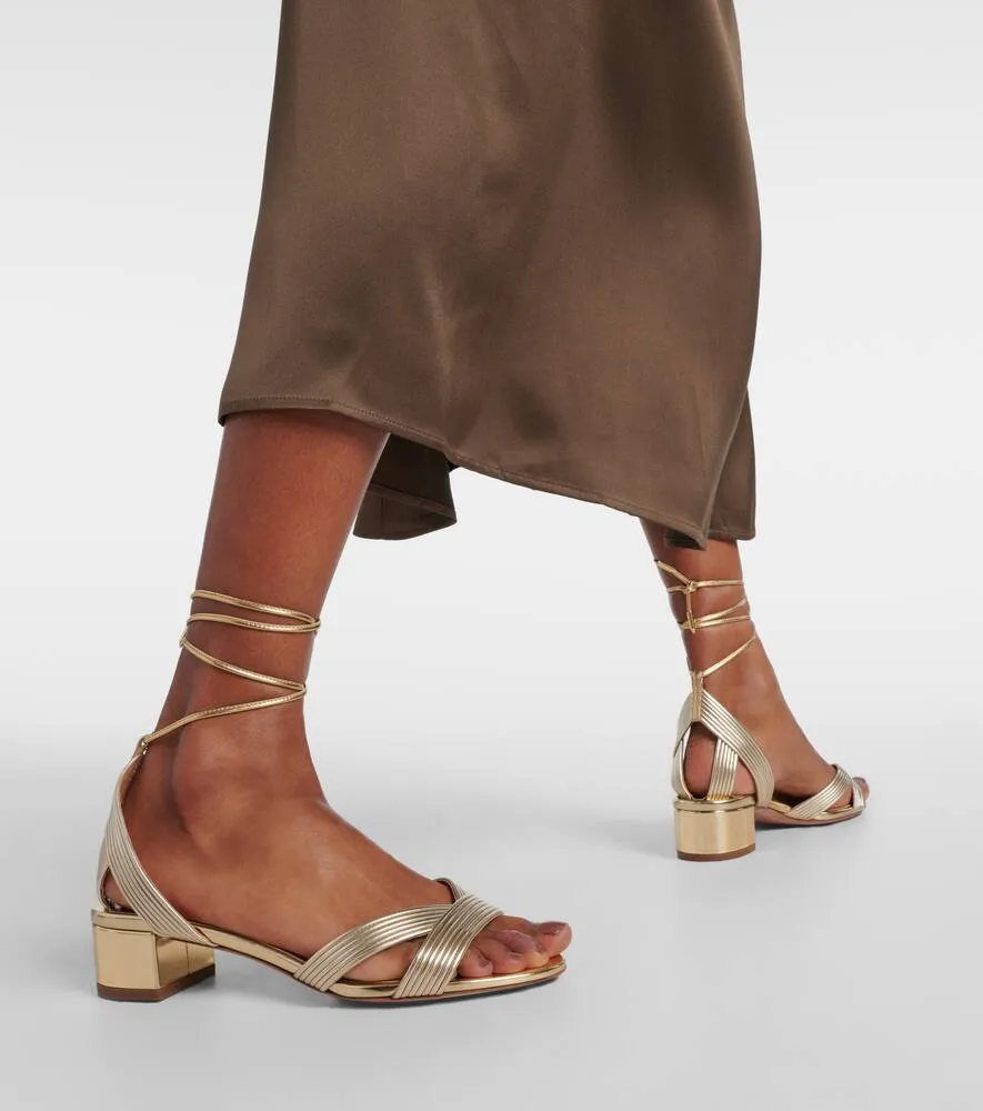 Aquazzura Ari 35 metallic leather sandals