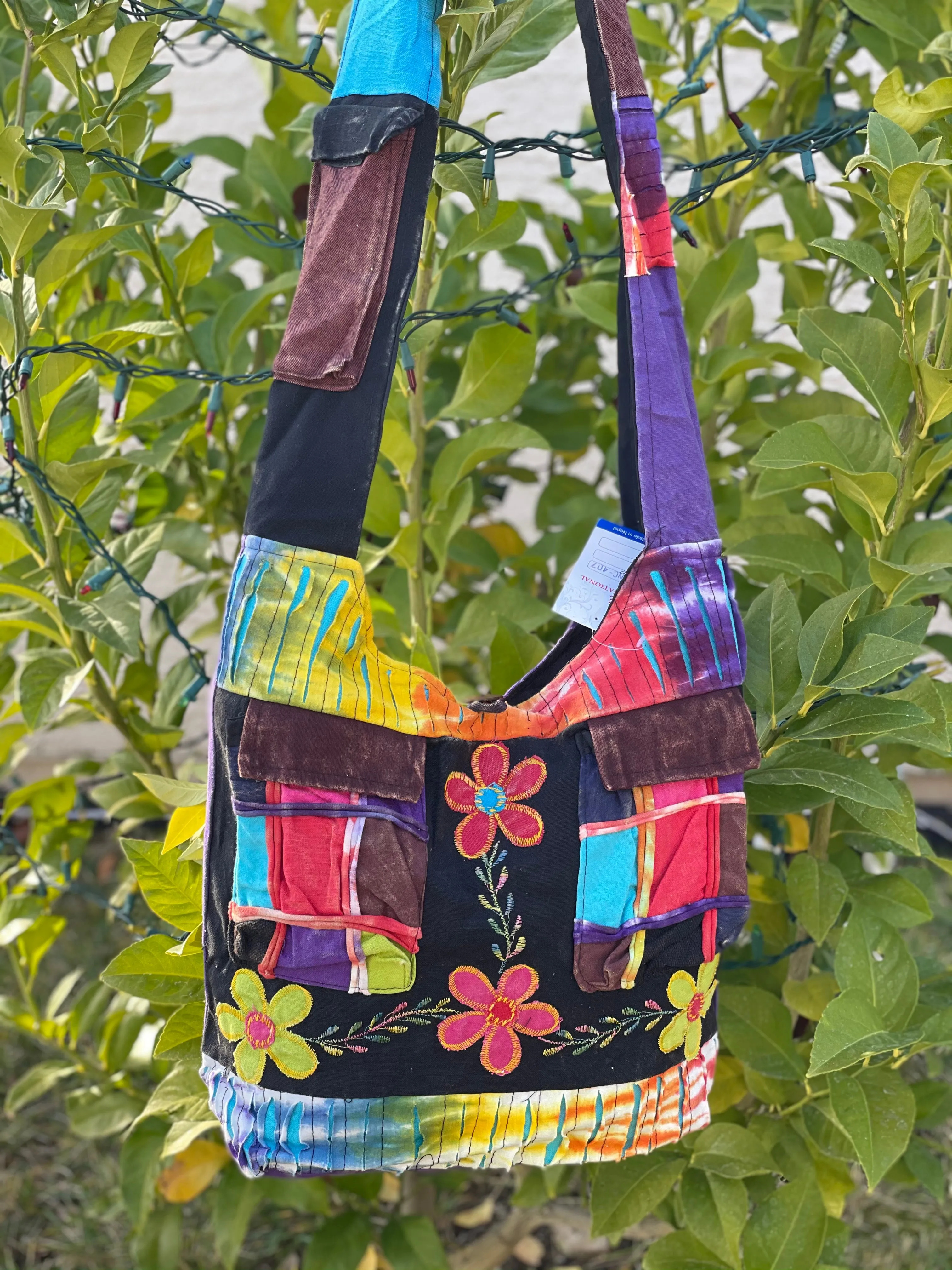 Colorful Flower Patchwork Boho Shoulder Bag Cross Body Bag