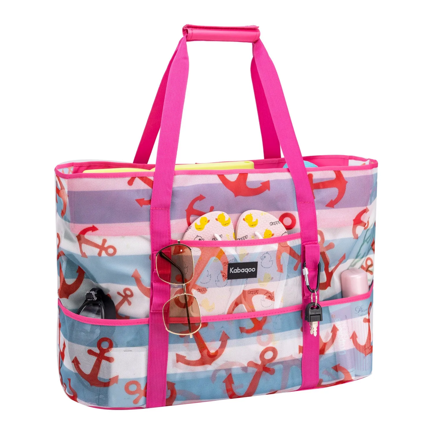 Colorful Mesh Beach HandBag with Zipper