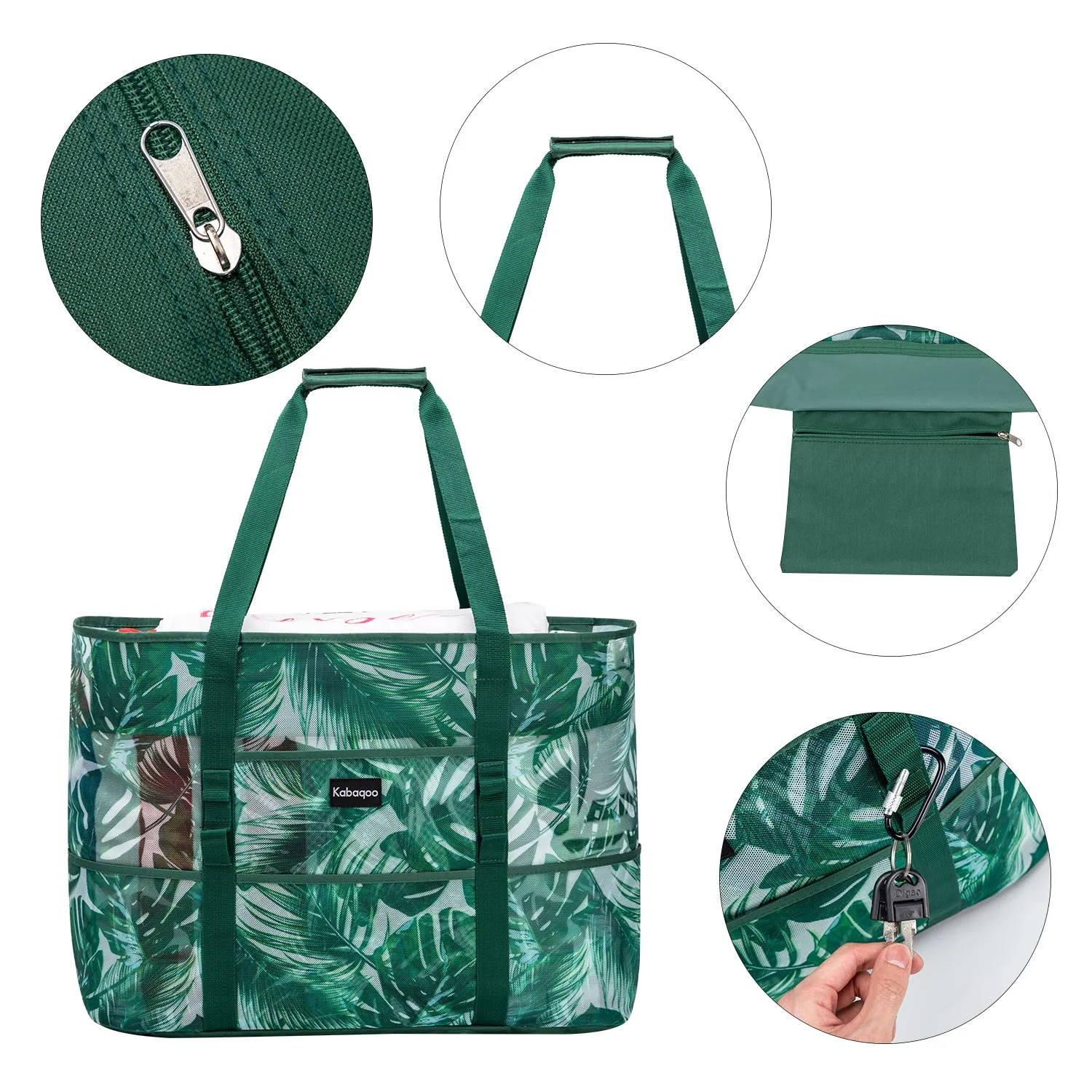 Colorful Mesh Beach HandBag with Zipper