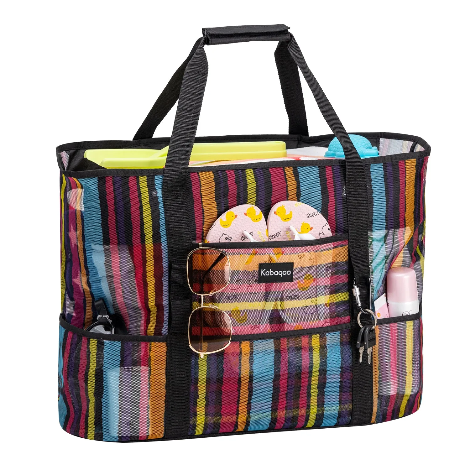 Colorful Mesh Beach HandBag with Zipper