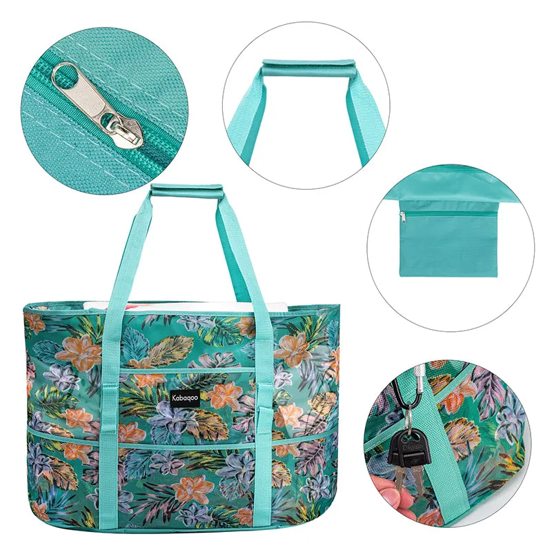 Colorful Mesh Beach HandBag with Zipper