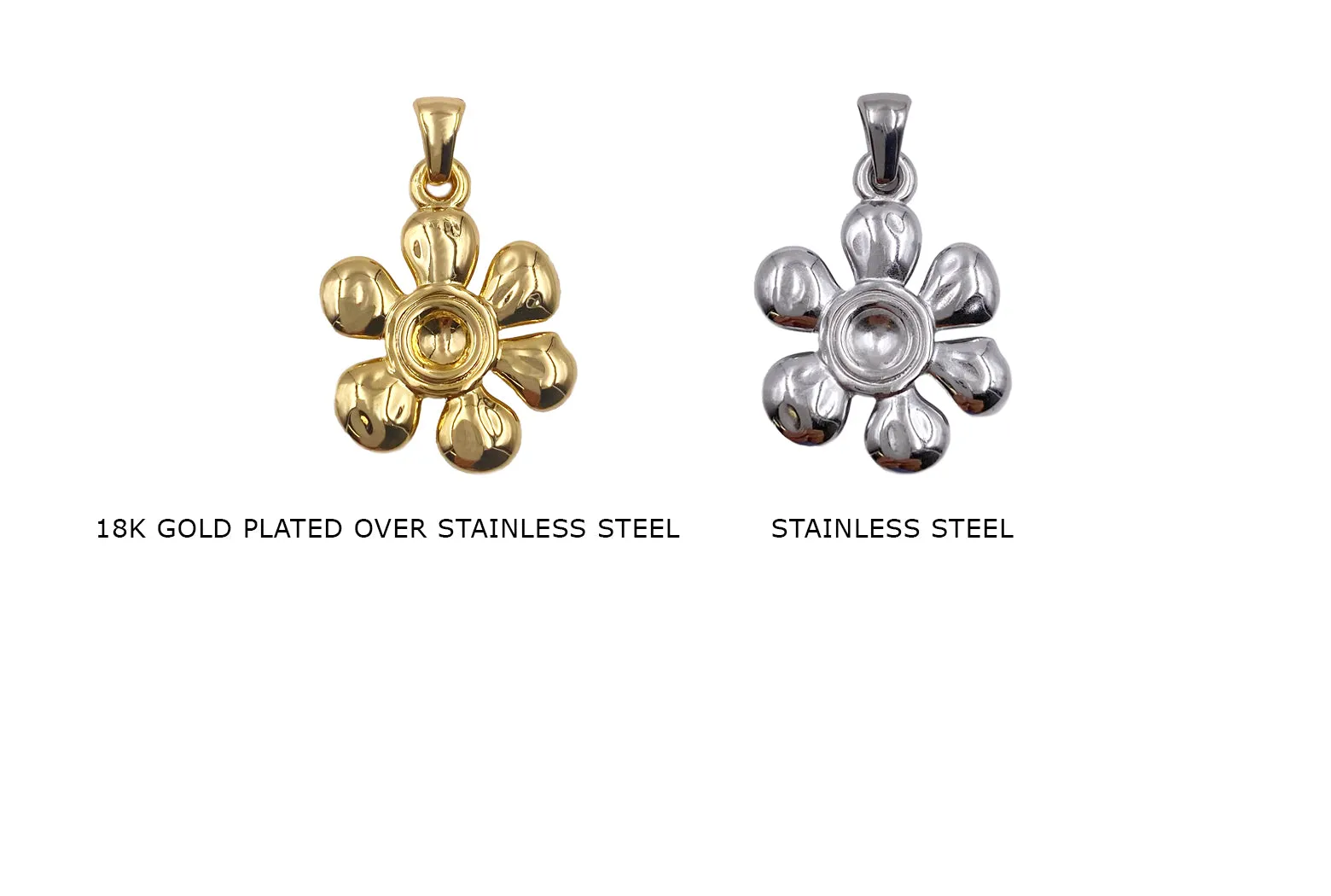 CS1058 Stainless Steel Flower Charm/Pendant With Bail