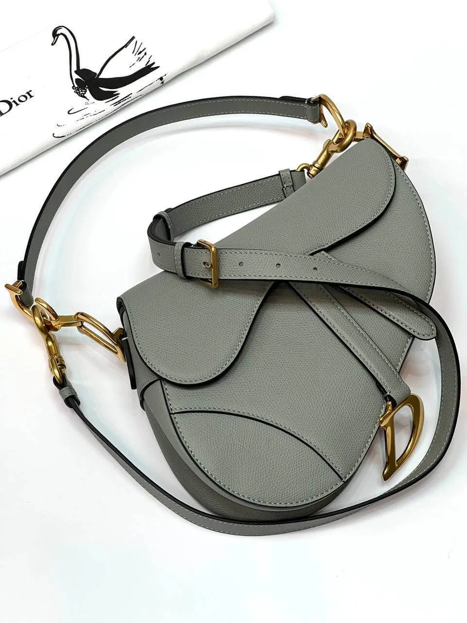 Dior SADDLE BAG Gray WITH STRAP