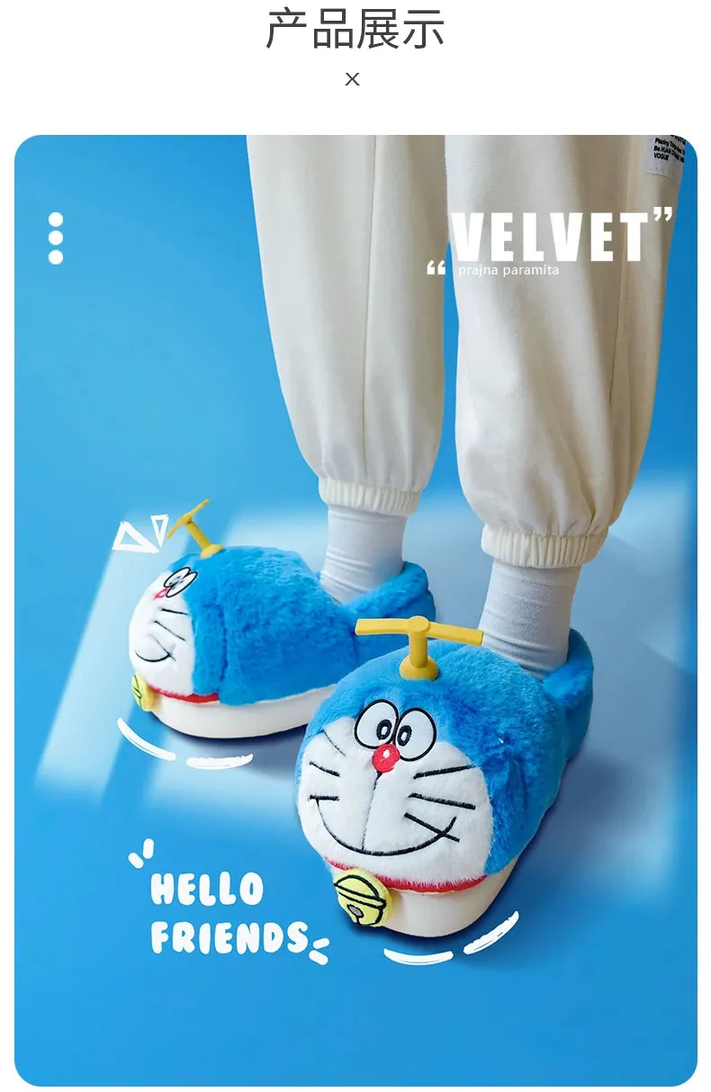 Doraemon Winter Cartoon Cotton Slippers omen Cute Soft Slippers Kawaii Gift