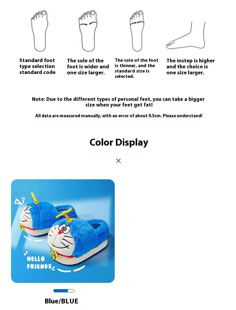 Doraemon Winter Cartoon Cotton Slippers omen Cute Soft Slippers Kawaii Gift