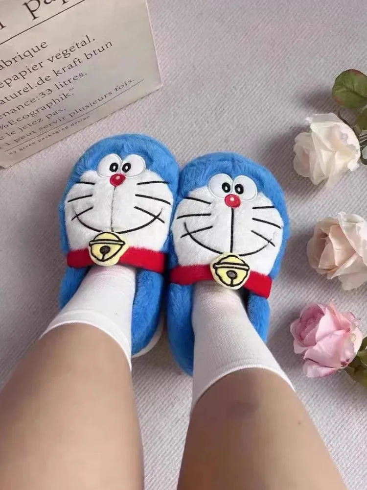 Doraemon Winter Cartoon Cotton Slippers omen Cute Soft Slippers Kawaii Gift