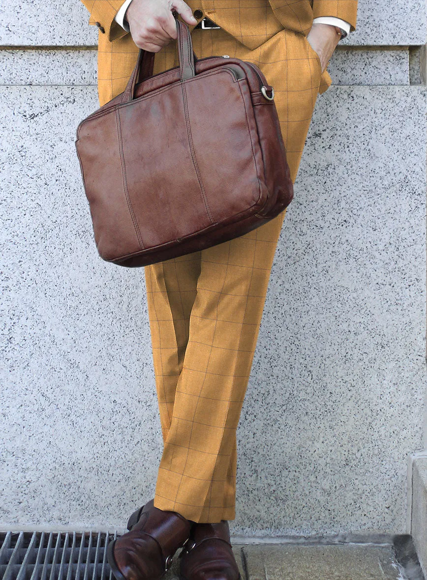 Italian Murano Cimio Mustard Wool Linen Silk Pants