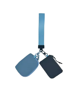 LL-4320 Wristlet Key Chain Double Pouch Blue Navy