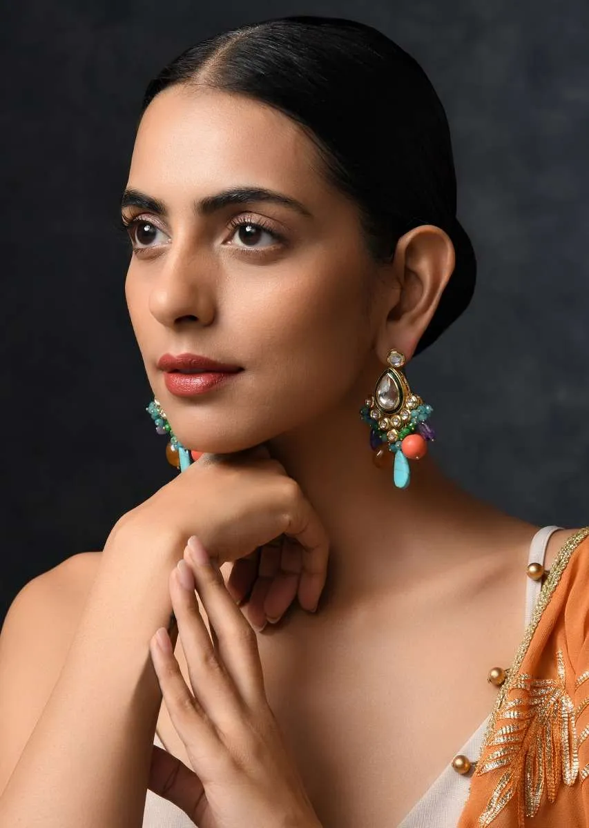 Navrattan Royal Indian Earrings Featuring Multicolored Stones And High Grade Beads By Paisley Pop