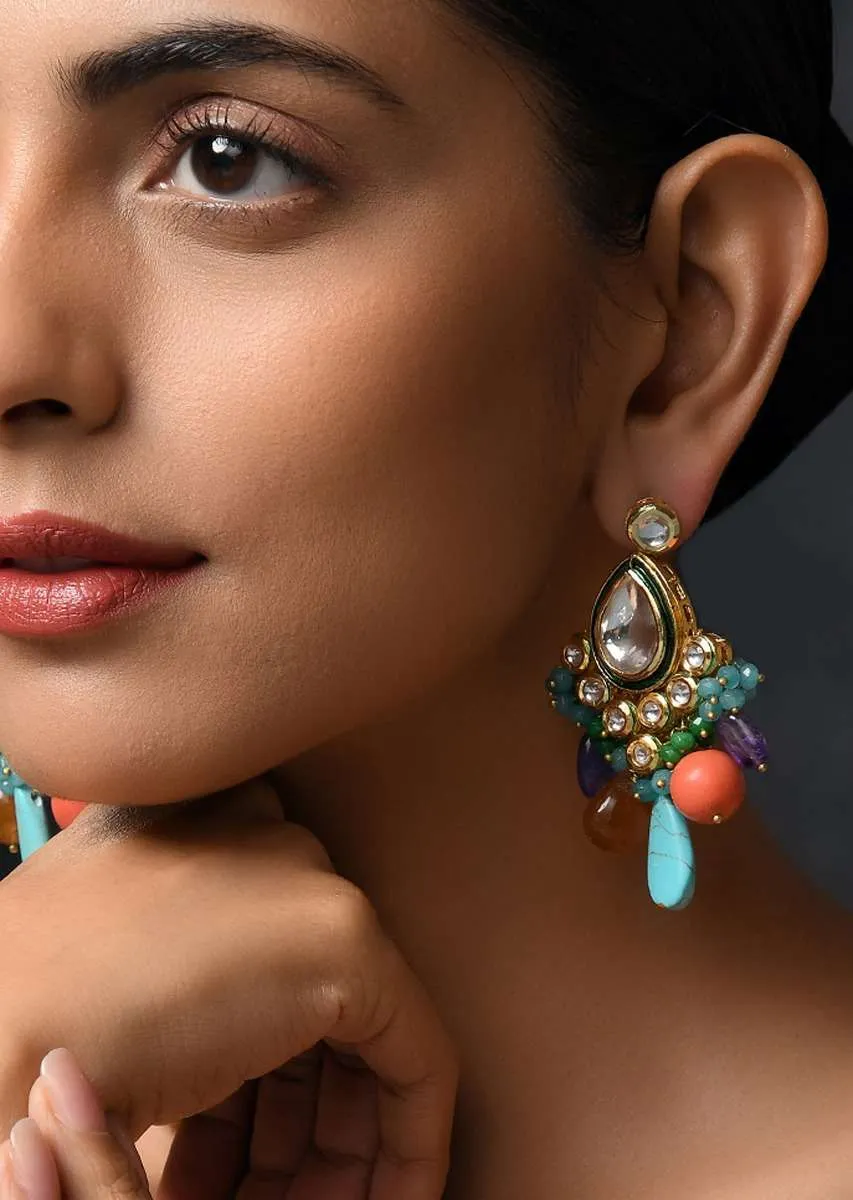 Navrattan Royal Indian Earrings Featuring Multicolored Stones And High Grade Beads By Paisley Pop