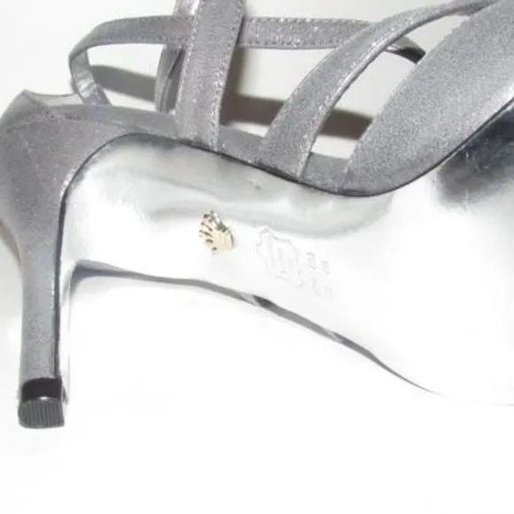 Nina Sparkly Silver Strappy Sandals Stiletto NWOB
