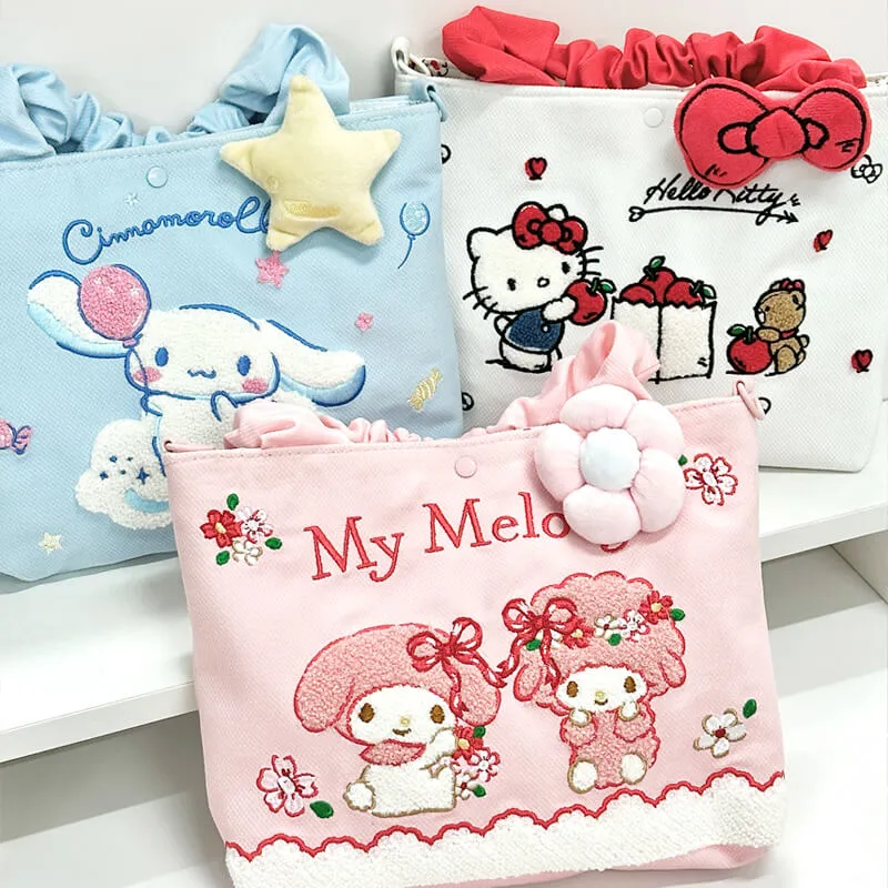 Sanrio Illustration Towel Embroidery Tote Bag