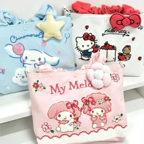 Sanrio Illustration Towel Embroidery Tote Bag