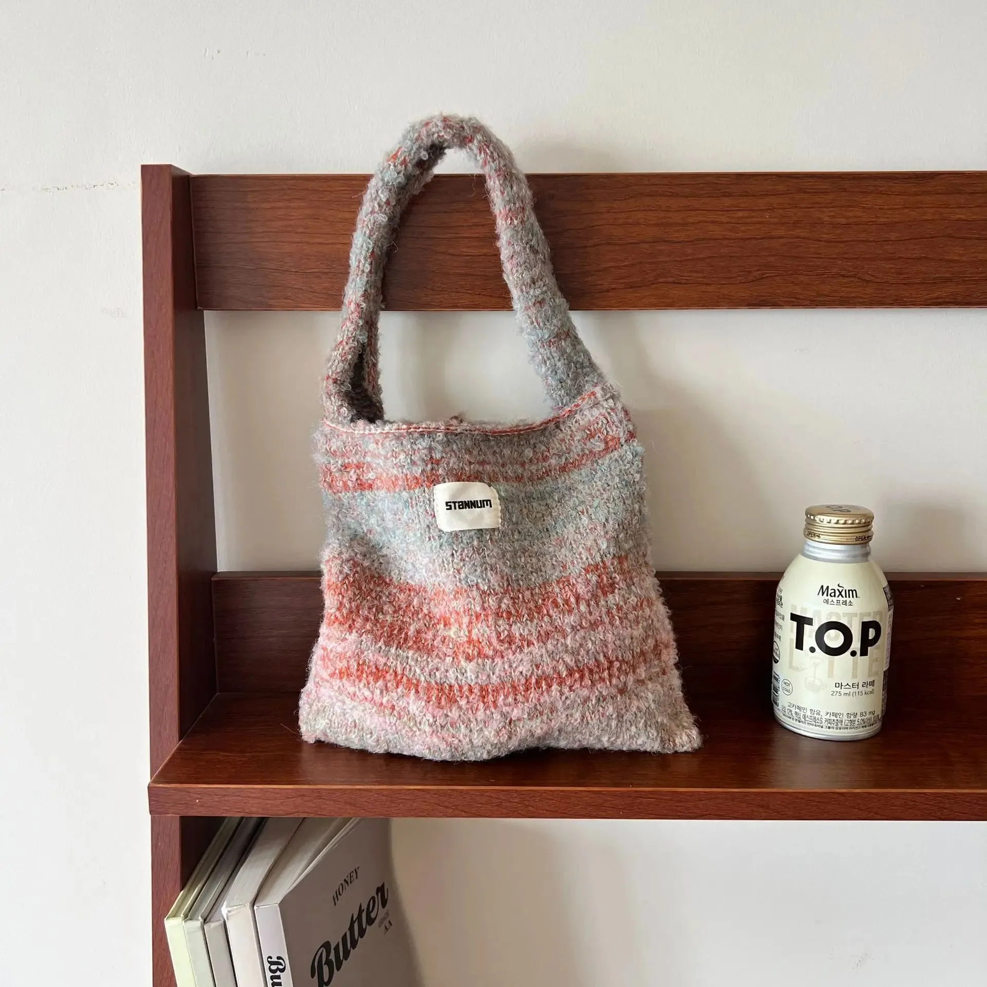 UAKISS  -  Korean Casual Colorful Crochet Women Shoulder Bags Handmade Knitted Cute Tote Bag Woolen Woven Lady Handbags Shopper Purse