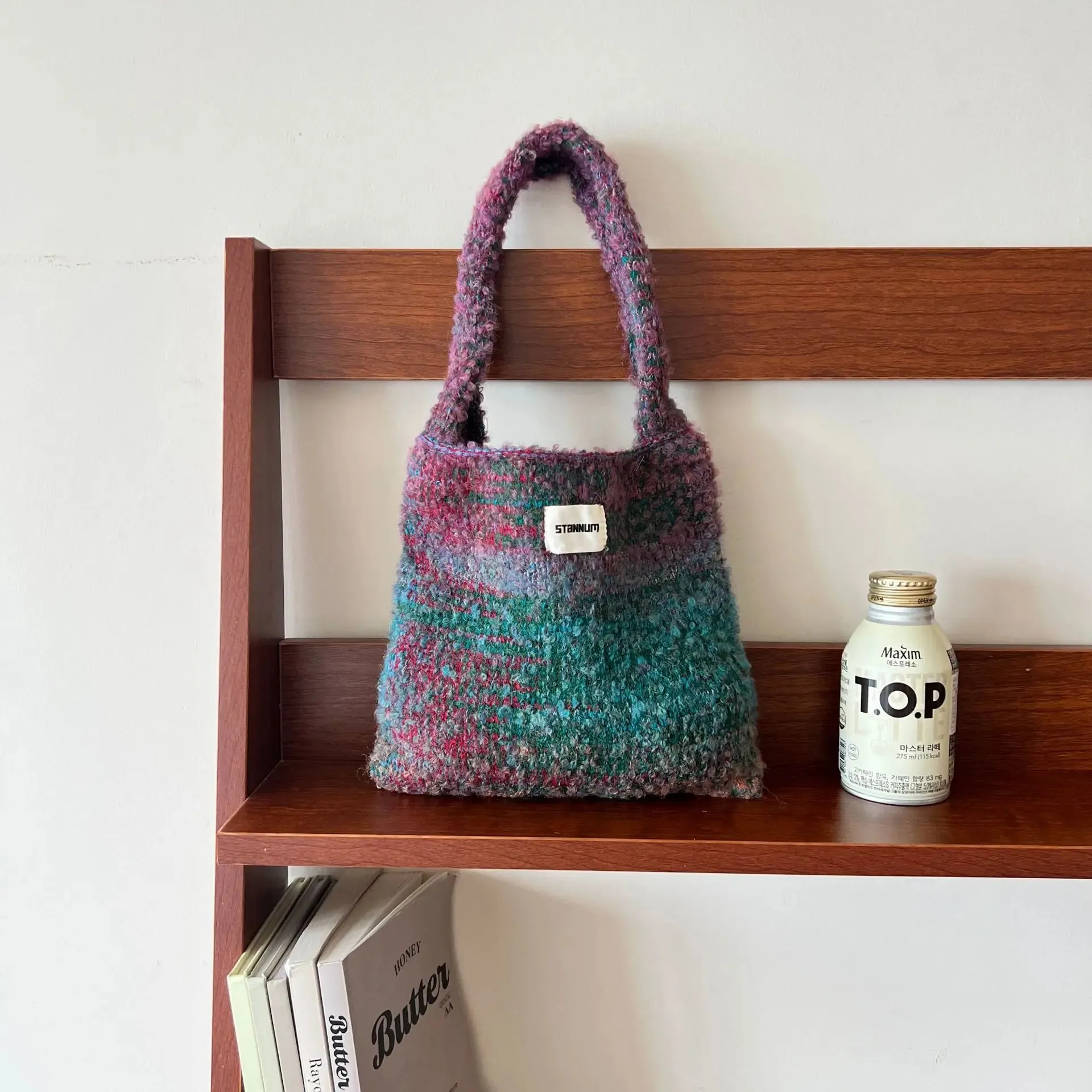 UAKISS  -  Korean Casual Colorful Crochet Women Shoulder Bags Handmade Knitted Cute Tote Bag Woolen Woven Lady Handbags Shopper Purse