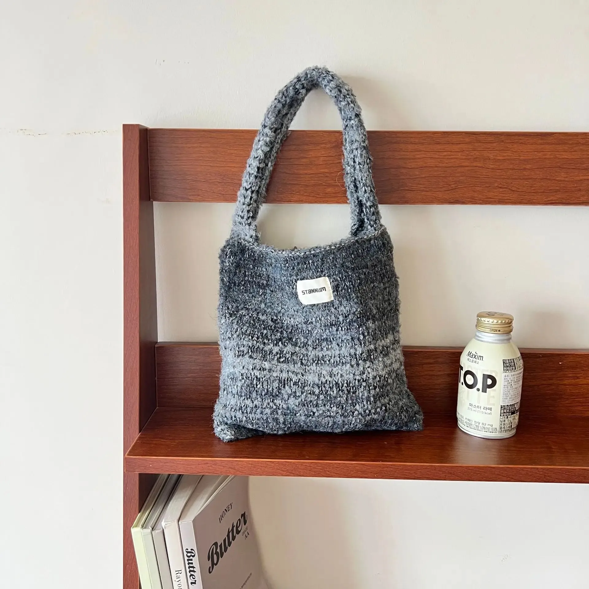 UAKISS  -  Korean Casual Colorful Crochet Women Shoulder Bags Handmade Knitted Cute Tote Bag Woolen Woven Lady Handbags Shopper Purse