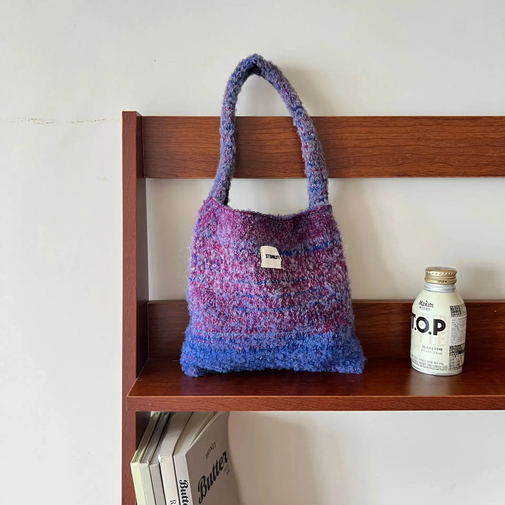 UAKISS  -  Korean Casual Colorful Crochet Women Shoulder Bags Handmade Knitted Cute Tote Bag Woolen Woven Lady Handbags Shopper Purse
